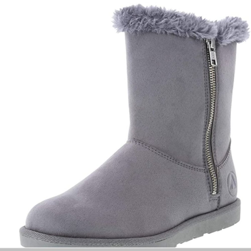 AIRWALK Prim Cozy Comfort Zip Side Gray Sparkle Boots